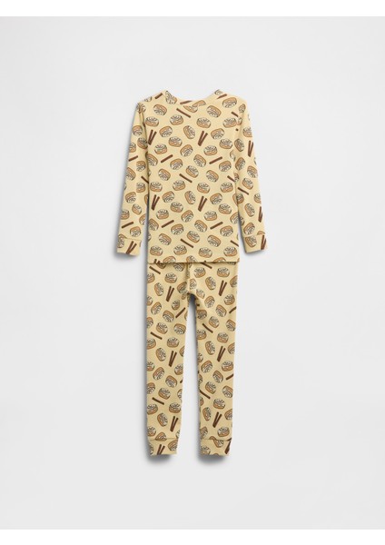 Bebek Sarı Cinnamon Grafik Baskılı Pijama Takımı modelleri