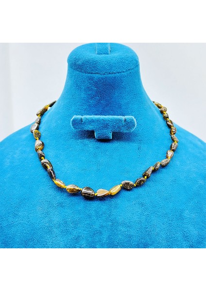 Parçacıklı Orijinal Damla Bebek Kehribar Kolye