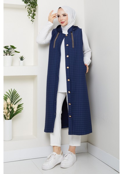 Kadın Büyük Beden Gold Detaylı Cepli Kapitone Yelek -PMK445 fırsatları