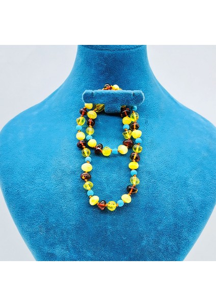 Firuze ve Orijinal Damla Kehribar Karışımı Bebek Kolye fiyatları