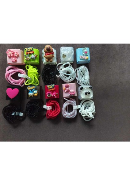 18/20 W Şarj Cihazı Uyumlu Figürlü Şarj Cihazı Koruma Seti Pembe Kalp Figürlü fiyatları