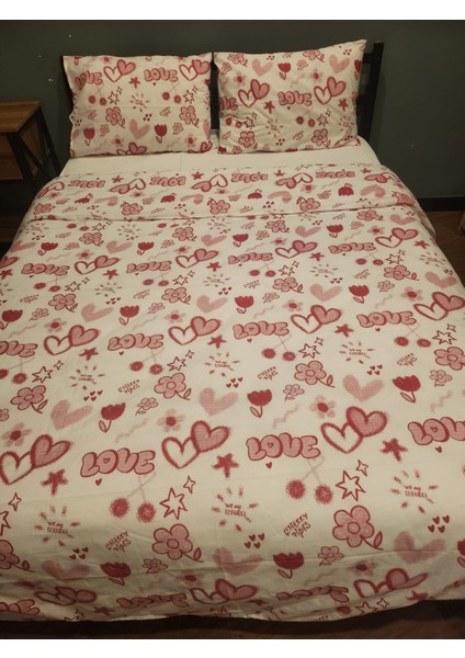 Kalp Desenli Çift Kişilik Nevresim Takımı fırsatları