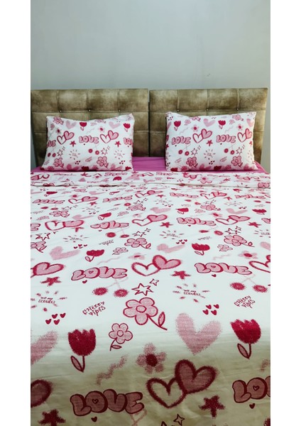 Kalp Desenli Çift Kişilik Nevresim Takımı indirimleri