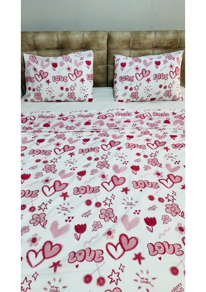 Kalp Desenli Çift Kişilik Nevresim Takımı