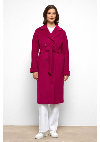 Yarasa Kol Punto Dikiş Detaylı Kaşmir Kaban Fuşya 3101 fiyatları