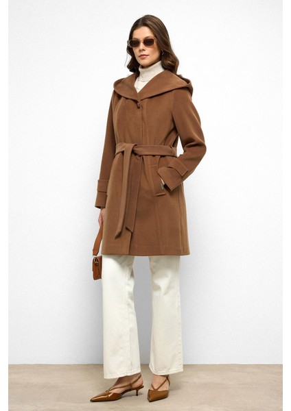 Kapüşonlu Punto Dikiş Detaylı Kaban Taba 3102 fırsatları