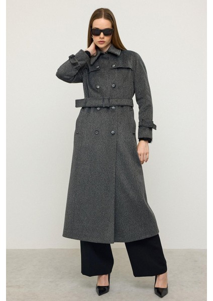 Reglan Kol Pelerin Detaylı Uzun Moher Kaban Antrasit 3144 modelleri