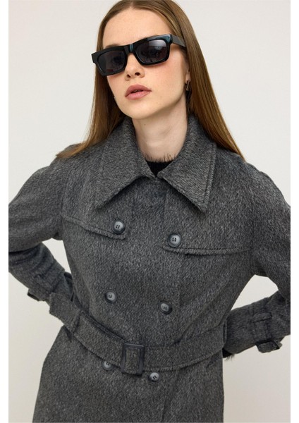 Reglan Kol Pelerin Detaylı Uzun Moher Kaban Antrasit 3144 indirimleri