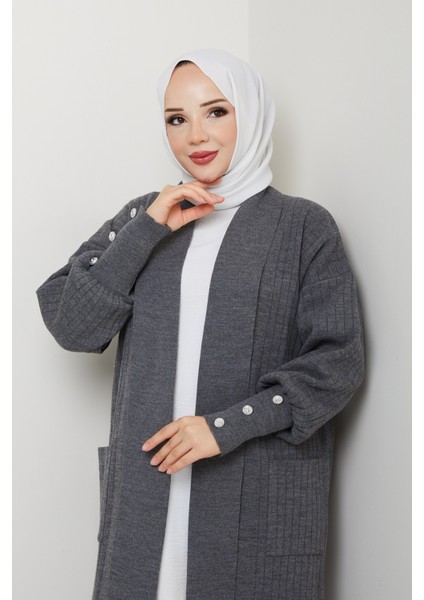 Kadın Kolu Düğmeli Şal Yaka Çelik Örgü Triko Hırka -PMK448 fiyatları