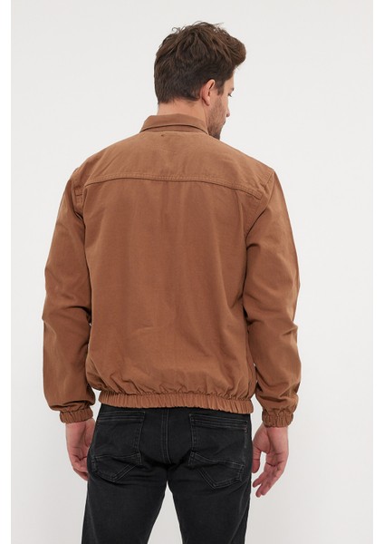 Erkek Fermuarlı Basic Cepli Kahve Bol Kot Ceket modelleri