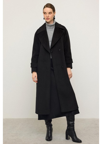 Reglan Kol Çıt Çıt Kapamalı Ara Boy Kaban Siyah 3145 modelleri