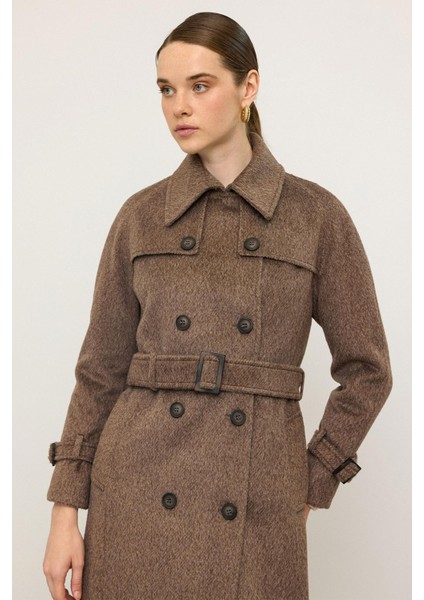 Reglan Kol Pelerin Detaylı Uzun Moher Kaban Latte 3144 indirimleri