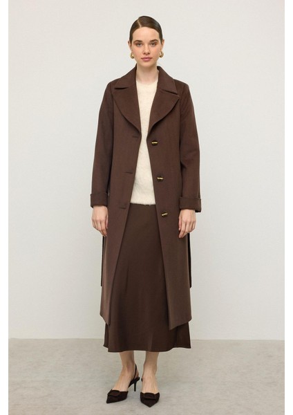 Balıksırtı Jakar Desenli Belden Bağlamalı Limited Edition Kaban Kahve 3136 fiyatları