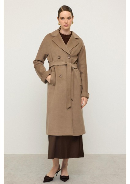 Yarasa Kol Punto Dikiş Detaylı Kaşmir Kaban K. Kamel 3101