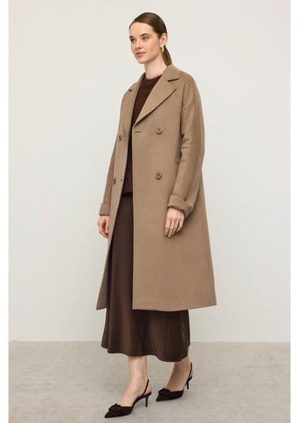 Yarasa Kol Punto Dikiş Detaylı Kaşmir Kaban K. Kamel 3101 fırsatları