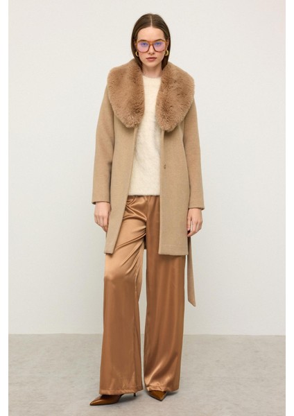 Şal Yaka Kürklü Belden Bağlamalı Kaban A.kamel 3093 fırsatları