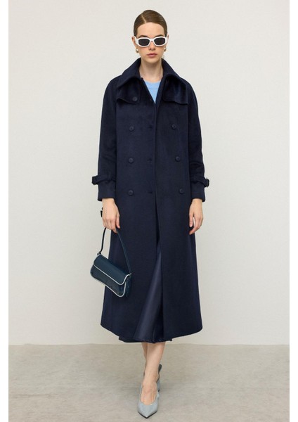 Reglan Kol Pelerin Detaylı Uzun Moher Kaban Lacivert 3144 indirimleri