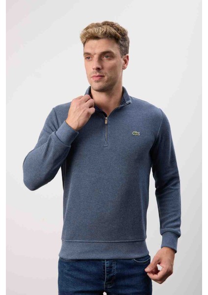 Fermuar Yaka Slim Fit Indıgo Trıko fiyatları