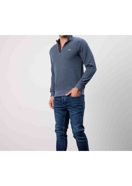 Fermuar Yaka Slim Fit Indıgo Trıko fırsatları