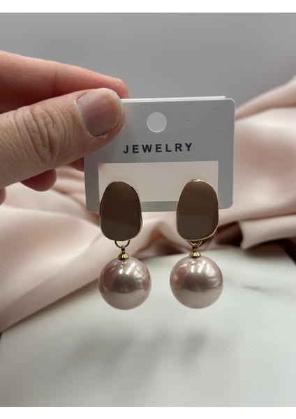 Pudra Pembe Incili Sallantılı Tasarım Küpe fiyatları