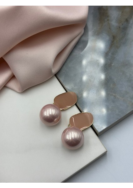 Pudra Pembe Incili Sallantılı Tasarım Küpe indirimleri