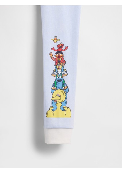 Bebek Açık Mavi Sesame Street %100 Organik Pamuk Pijama Takımı fiyatları