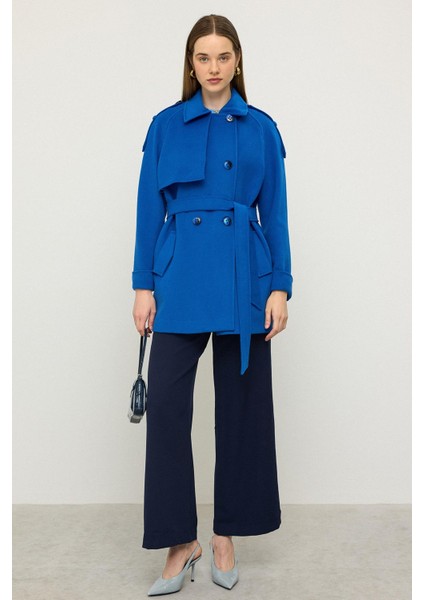 Reglan Kol Apolet ve Pelerin Detaylı Kaşmir Kaban Saks 3131