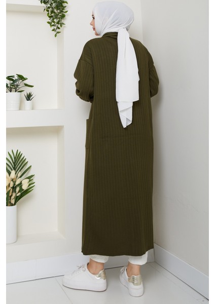 Kadın Kolu Düğmeli Şal Yaka Çelik Örgü Triko Hırka -PMK448 indirimleri