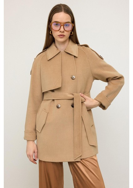 Reglan Kol Apolet ve Pelerin Detaylı Kaşmir Kaban A.kamel 3131