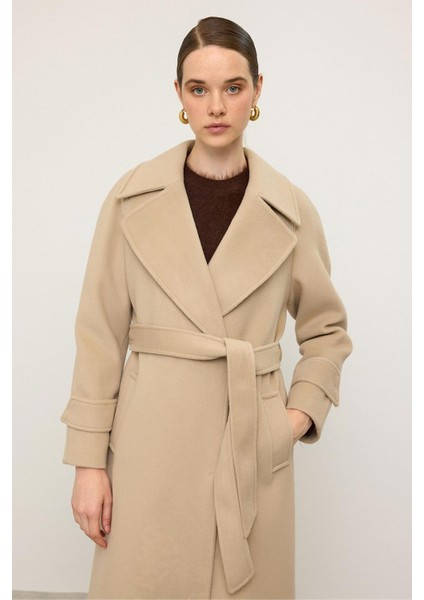 Reglan Kol Çıt Çıt Kapamalı Ara Boy Kaban Bej 3145 modelleri