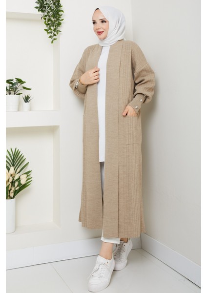 Kadın Kolu Düğmeli Şal Yaka Çelik Örgü Triko Hırka -PMK448 fiyatları