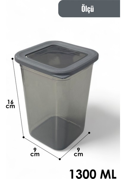 İronika Kaşıklı Kapaklı Erzak Bakliyat Saklama Kabı Kare Saklama Kutusu Seti 6 Adet 1300 ML fiyatları