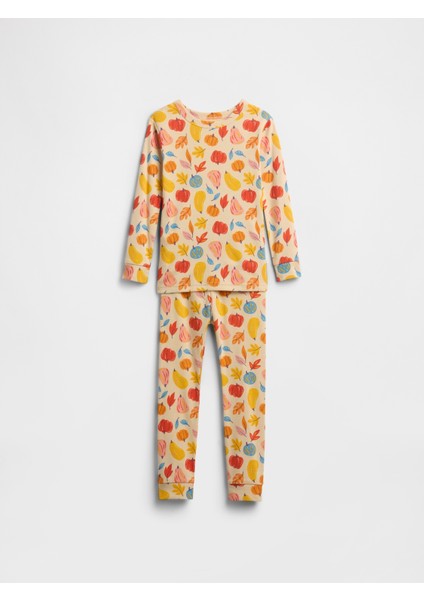 Bebek Sarı Grafik Baskılı Pijama Takımı