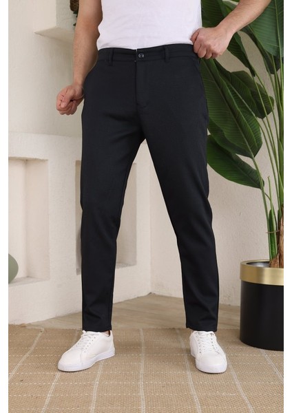 Erkek Casual Slim Fit Cord Desenli Kumaş Pantolon
