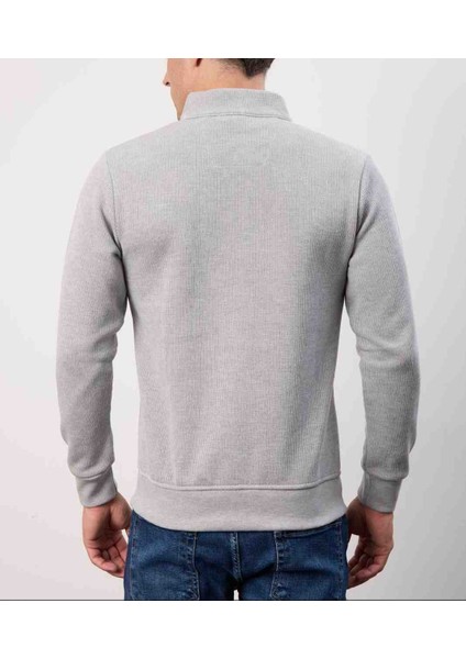 Fermuar Yaka Slim Fit Gri Trıko modelleri