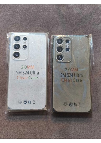 Samsung S24 Ultra Uyumlu Şeffaf Simli Silikon Kılıf modelleri