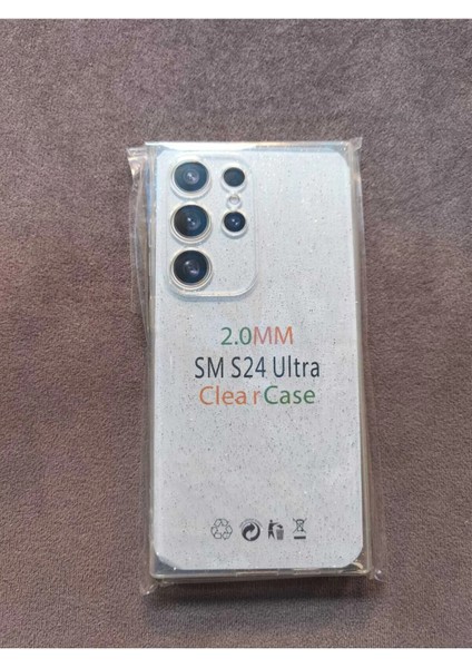 Samsung S24 Ultra Uyumlu Şeffaf Simli Silikon Kılıf