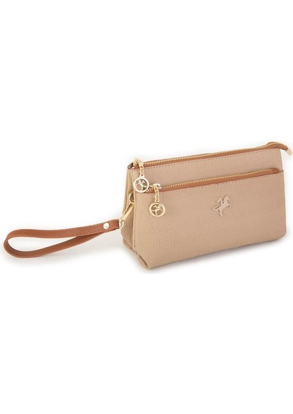 1055 Kadın Çapraz ve Clutch Çanta Bilek ve Çapraz Askılı Çanta Vizon Baskılı fiyatları