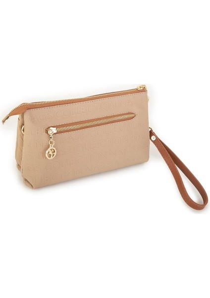 1055 Kadın Çapraz ve Clutch Çanta Bilek ve Çapraz Askılı Çanta Vizon Baskılı modelleri