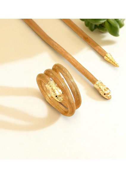 Çok Amaçlı Yılan Figürlü Vücut, Kol, Boyun ve Saç Aksesuarı - Gold Renk fiyatları