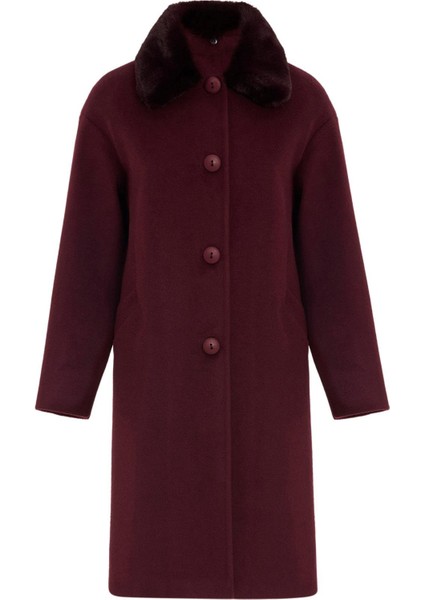 Çıkabilir Kürklü Düşük Kol Büyük Beden Kaban Mürdüm 3089 fiyatları