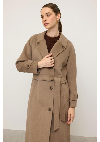 Punto Dikiş Detaylı Arkası Plikaşeli Ara Boy Kaşmir Kaban K. Kamel 3113 fırsatları