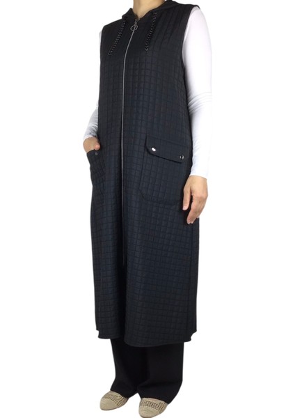 Önü Fermuarlı Kapüşonlu Üstten Cepli Kapitone Yelek fiyatları