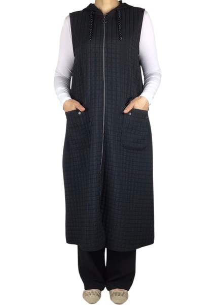 Önü Fermuarlı Kapüşonlu Üstten Cepli Kapitone Yelek modelleri