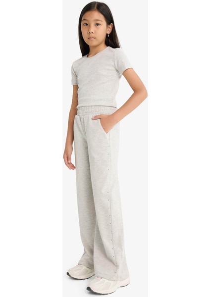 Kız Çocuk Beli Lastikli Wide Leg Geniş Bol Paça Eşofman Altı modelleri