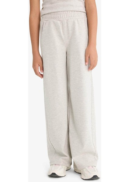 Kız Çocuk Beli Lastikli Wide Leg Geniş Bol Paça Eşofman Altı fırsatları