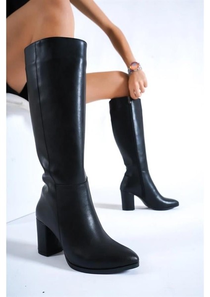 Kadın Paris Siyah Yandan Fermuarlı Diz Altı Cizme 410 fiyatları
