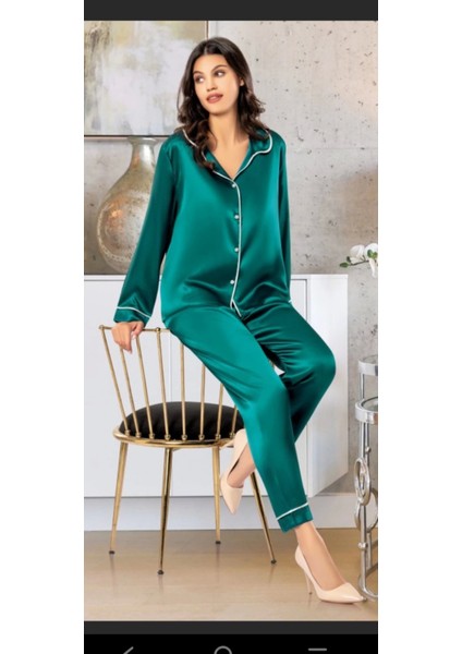 Freshness 2045 Saten Gömlek Yaka Patlı Pijama Takımı