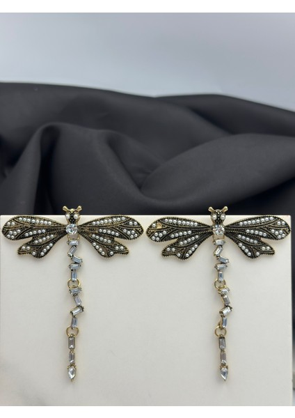 Gold Altın Yusufcuk Figürlü Marka Model Tasarım Sallantılı Küpe