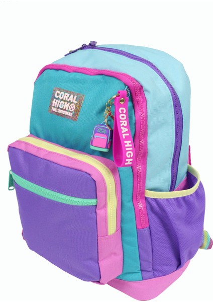 Ch 23759 Turkuaz - Renkli Şeritler - 3' Lü Okul Çantası Seti - Sırt ve Beslenme Çantası + Kalemlik modelleri